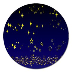 Blue Star Space Galaxy Light Night Magnet 5  (round)