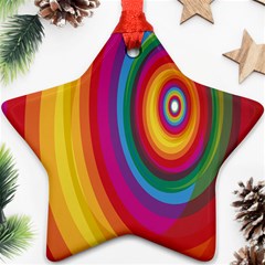 Circle Rainbow Color Hole Rasta Star Ornament (two Sides) by Mariart