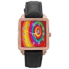 Circle Rainbow Color Hole Rasta Rose Gold Leather Watch  by Mariart