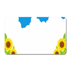 Cloud Blue Sky Sunflower Yellow Green White Magnet (rectangular) by Mariart