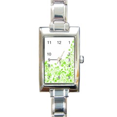 Butterfly Green Flower Floral Leaf Animals Rectangle Italian Charm Watch