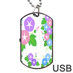 Flower Floral Star Purple Pink Blue Leaf Dog Tag Usb Flash (one Side) by Mariart