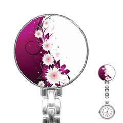 Flower Purple Sunflower Star Butterfly Stainless Steel Nurses Watch by Mariart