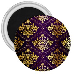 Flower Purplle Gold 3  Magnets