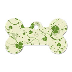 Flower Green Shamrock Dog Tag Bone (one Side) by Mariart