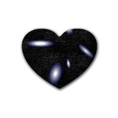 Galaxy Planet Space Star Light Polka Night Rubber Coaster (heart)  by Mariart