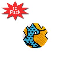 Wave Chevron Orange Blue Circle Plaid Polka Dot 1  Mini Magnet (10 Pack)  by Mariart