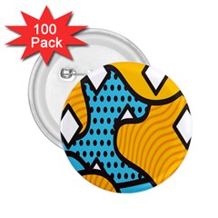 Wave Chevron Orange Blue Circle Plaid Polka Dot 2 25  Buttons (100 Pack)  by Mariart