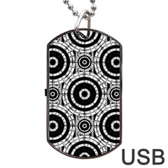 Geometric Black And White Dog Tag Usb Flash (one Side) by linceazul