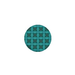 Turquoise Damask Pattern 1  Mini Buttons