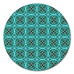 Turquoise Damask Pattern Magnet 5  (round) by linceazul