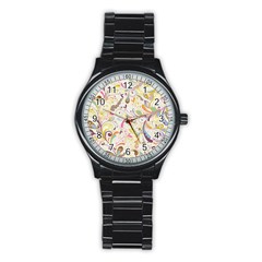 Colorful Seamless Floral Background Stainless Steel Round Watch by TastefulDesigns