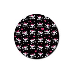 Cute Skulls  Rubber Coaster (round) 