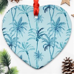 Watercolor Palms Pattern  Heart Ornament (two Sides) by TastefulDesigns