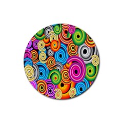 Circle Round Hole Rainbow Rubber Coaster (round)  by Mariart