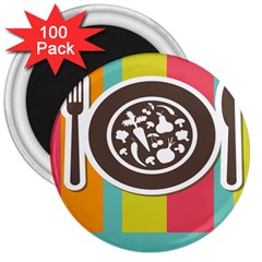 Dinerplate Tablemaner Food Fok Knife 3  Magnets (100 Pack)