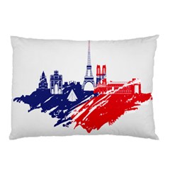 Eiffel Tower Monument Statue Of Liberty France England Red Blue Pillow Case by Mariart