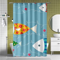 Fish Cute Swim Blue Sea Shower Curtain 48  X 72  (small)  by Mariart