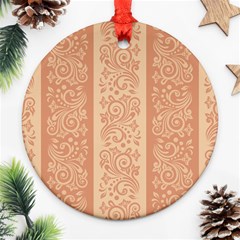 Flower Floral Leaf Frame Star Brown Ornament (round) by Mariart