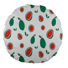 Fruit Green Red Guavas Leaf Large 18  Premium Flano Round Cushions