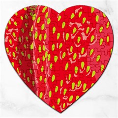 Fruit Seed Strawberries Red Yellow Frees Jigsaw Puzzle (heart) by Mariart