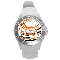 Hole Black Orange Arrow Round Plastic Sport Watch (l) by Mariart