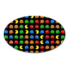 Pacman Seamless Generated Monster Eat Hungry Eye Mask Face Rainbow Color Oval Magnet by Mariart