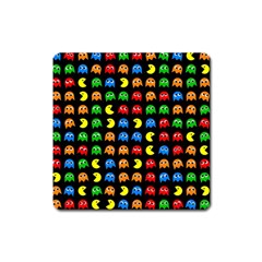 Pacman Seamless Generated Monster Eat Hungry Eye Mask Face Rainbow Color Square Magnet by Mariart