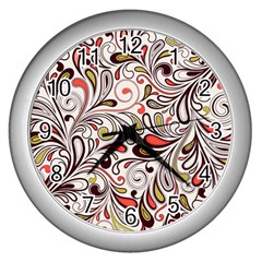 Colorful Abstract Floral Background Wall Clocks (silver)  by TastefulDesigns