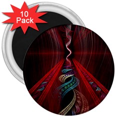 Artistic Blue Gold Red 3  Magnets (10 Pack) 