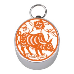 Chinese Zodiac Cow Star Orange Mini Silver Compasses by Mariart