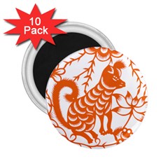 Chinese Zodiac Dog Star Orange 2 25  Magnets (10 Pack)  by Mariart