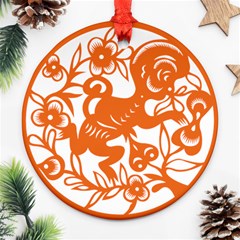 Chinese Zodiac Horoscope Monkey Star Orange Ornament (round) by Mariart