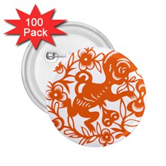 Chinese Zodiac Horoscope Monkey Star Orange 2 25  Buttons (100 Pack)  by Mariart