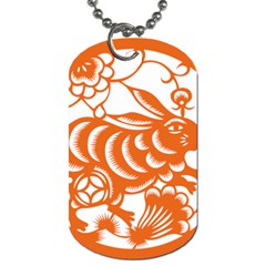 Chinese Zodiac Horoscope Rabbit Star Orange Dog Tag (two Sides) by Mariart