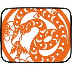 Chinese Zodiac Horoscope Snake Star Orange Fleece Blanket (mini) by Mariart