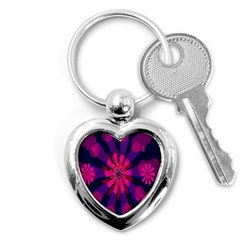 Flower Red Pink Purple Star Sunflower Key Chains (heart)  by Mariart