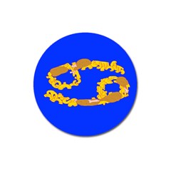 Illustrated 69 Blue Yellow Star Zodiac Magnet 3  (round) by Mariart