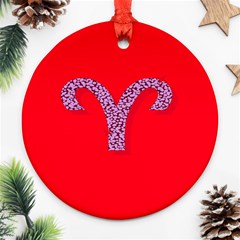 Illustrated Zodiac Red Star Purple Ornament (round) by Mariart