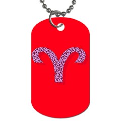 Illustrated Zodiac Red Star Purple Dog Tag (two Sides) by Mariart