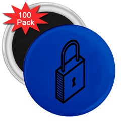 Padlock Love Blue Key 3  Magnets (100 Pack)