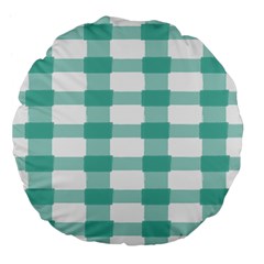 Plaid Blue Green White Line Large 18  Premium Flano Round Cushions by Mariart