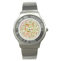 Screen Source Serif Text Stainless Steel Watch