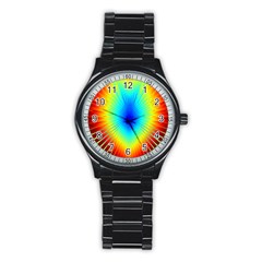 View Max Gain Resize Flower Floral Light Line Chevron Stainless Steel Round Watch by Mariart