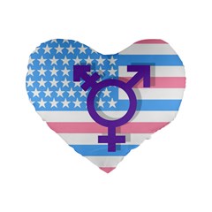 Transgender Flag Standard 16  Premium Heart Shape Cushions by Valentinaart