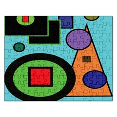 Basic Shape Circle Triangle Plaid Black Green Brown Blue Purple Rectangular Jigsaw Puzzl by Mariart