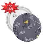 Cagr Bird Leaf Grey Yellow 2.25  Buttons (100 pack)  Front