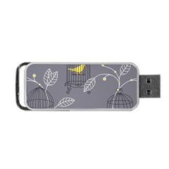 Cagr Bird Leaf Grey Yellow Portable Usb Flash (one Side) by Mariart