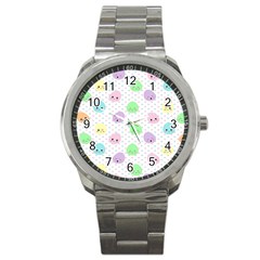 Egg Easter Smile Face Cute Babby Kids Dot Polka Rainbow Sport Metal Watch by Mariart