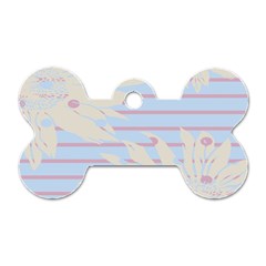 Flower Floral Sunflower Line Horizontal Pink White Blue Dog Tag Bone (one Side) by Mariart